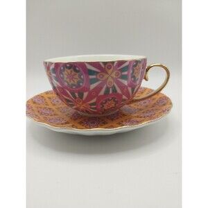 New Taimei Teatime Bohemia Style Porcelain Teacup Saucer Set Coordinating
